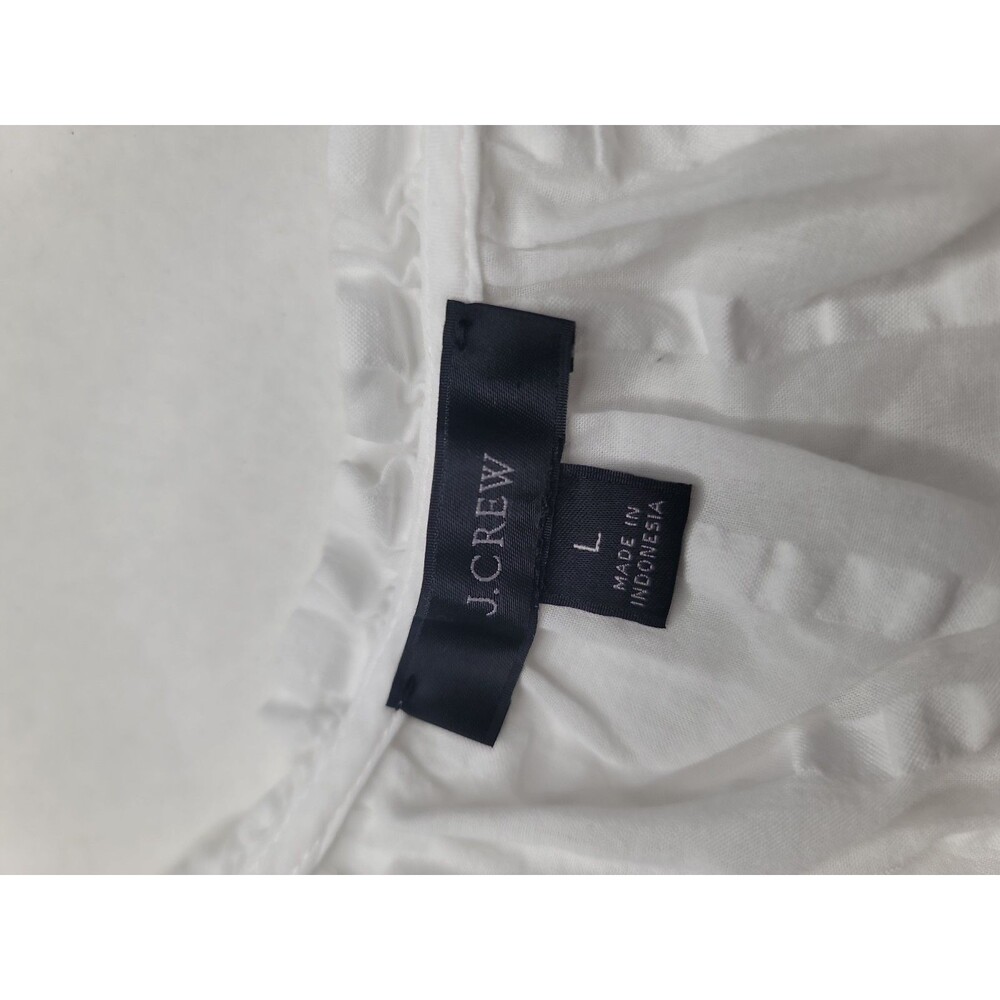 J.Crew White Cotton Blouse Women’s Puff Sleeve Square Neck Cottagecore Top Large - Picture 4 of 11